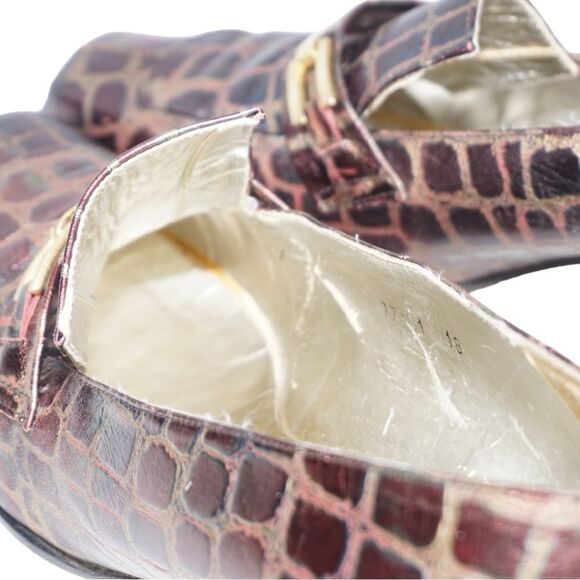 Timothy Hitsman Vintage Croc Leather Kitten Heels, Size 9.5 - Picture 5 of 9